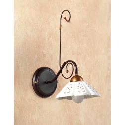 2030.A APPLIQUE IN FERRO RUGGINE CON DIFFUSORE IN TERRACOTTA BIANCA TRAFORATA MADE IN ITALY CRISTALENSI CERAMICA - Cristalensi S 2