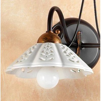 2030.L LAMPADA DA TAVOLO IN FERRO RUGGINE CON DIFFUSORE IN TERRACOTTA BIANCA TRAFORATA MADE IN ITALY CRISTALENSI CERAMICA - Cris