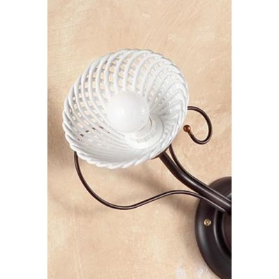 2031.3 LAMPADARIO 3 LUCI RUSTICO IN FERRO RUGGINE E DIFFUSORI IN TERRACOTTA BIANCA INTRECCIATA MADE IN ITALY CRISTALENSI CERAMIC