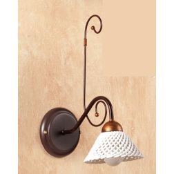 2031.A APPLIQUE RUSTICA IN FERRO RUGGINE E DIFFUSORE IN TERRACOTTA BIANCA INTRECCIATA MADE IN ITALY CRISTALENSI CERAMICA - Crist 2