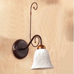 2032.A APPLIQUE RUSTICA IN FERRO RUGGINE E DIFFUSORE IN TERRACOTTA BIANCA INTRECCIATA MADE IN ITALY CRISTALENSI CERAMICA - Crist