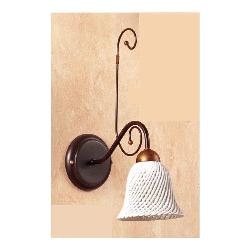 2032.A APPLIQUE RUSTICA IN FERRO RUGGINE E DIFFUSORE IN TERRACOTTA BIANCA INTRECCIATA MADE IN ITALY CRISTALENSI CERAMICA - Crist