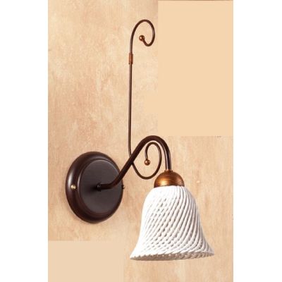 2032.A APPLIQUE RUSTICA IN FERRO RUGGINE E DIFFUSORE IN TERRACOTTA BIANCA INTRECCIATA MADE IN ITALY CRISTALENSI CERAMICA - Crist
