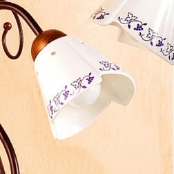 2029.L2 LAMPADA DA TAVOLO 2 LUCI RUSTICA IN FERRO RUGGINE E DIFFUSORI IN TERRACOTTA BIANCA DECORATA MADE IN ITALY CRISTALENSI CE 2