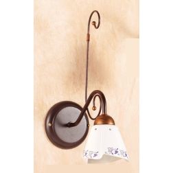 2029.A APPLIQUE RUSTICA IN FERRO RUGGINE E DIFFUSORE IN TERRACOTTA BIANCA DECORATA MADE IN ITALY CRISTALENSI CERAMICA - Cristale