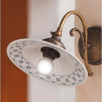 2033.A APPLIQUE RUSTICA COLORE RUGGINE CON PIATTO IN TERRACOTTA BIANCA LUCIDA DECORATA MADE IN ITALY CRISTALENSI CERAMICA - Cris