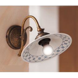 2033.A APPLIQUE RUSTICA COLORE RUGGINE CON PIATTO IN TERRACOTTA BIANCA LUCIDA DECORATA MADE IN ITALY CRISTALENSI CERAMICA - Cris