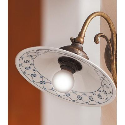 2033.L LAMPADA DA TAVOLO RUSTICA COLORE RUGGINE CON PIATTO IN TERRACOTTA BIANCA LUCIDA DECORATA MADE IN ITALY CRISTALENSI CERAMI