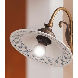 2033.3 LAMPADARIO 3 LUCI RUSTICO COLORE RUGGINE CON PIATTI IN TERRACOTTA BIANCA LUCIDA DECORATA MADE IN ITALY CRISTALENSI CERAMI 2