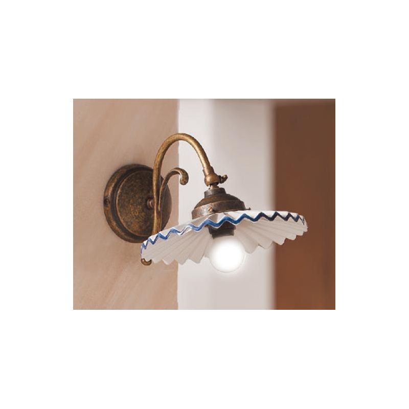 2034.A APPLIQUE RUSTICA COLORE RUGGINE CON PIATTO PLISSE IN TERRACOTTA BIANCA LUCIDA MADE IN ITALY CRISTALENSI CERAMICA - Crista