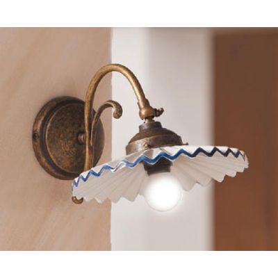 2034.A APPLIQUE RUSTICA COLORE RUGGINE CON PIATTO PLISSE IN TERRACOTTA BIANCA LUCIDA MADE IN ITALY CRISTALENSI CERAMICA - Crista