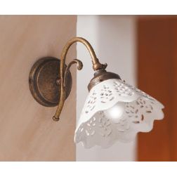 2035.A APPLIQUE RUSTICA COLORE RUGGINE CON PIATTO IN TERRACOTTA BIANCA LUCIDA TRAFORATA MADE IN ITALY CRISTALENSI CERAMICA - Cri
