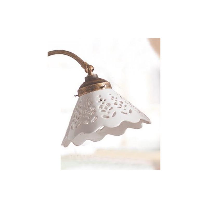 2035.A APPLIQUE RUSTICA COLORE RUGGINE CON PIATTO IN TERRACOTTA BIANCA LUCIDA TRAFORATA MADE IN ITALY CRISTALENSI CERAMICA - Cri