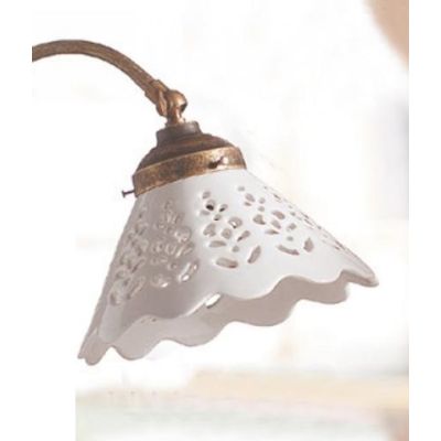 2035.A APPLIQUE RUSTICA COLORE RUGGINE CON PIATTO IN TERRACOTTA BIANCA LUCIDA TRAFORATA MADE IN ITALY CRISTALENSI CERAMICA - Cri