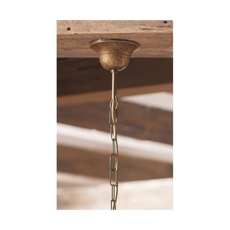 2035.5 LAMPADARIO 5 LUCI RUSTICO RUGGINE CON PIATTI IN TERRACOTTA BIANCA LUCIDA TRAFORATA MADE IN ITALY CRISTALENSI CERAMICA - C