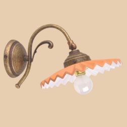 2036.A APPLIQUE RUSTICA RUGGINE CON PIATTO PLISSE IN TERRACOTTA SMALTATO DI BIANCO MADE IN ITALY CRISTALENSI CERAMICA - Cristale