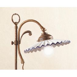 2038.L LAMPADA DA TAVOLO RUGGINE CON PIATTO PLISSE IN TERRACOTTA BIANCA CON BORDO DECORATO MADE IN ITALY CRISTALENSI CERAMICA - 2