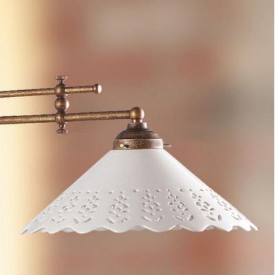 2043.2 BILANCIERE 2 LUCI RUSTICO CON DIFFUSORI IN TERRACOTTA BIANCA LUCIDA TRAFORATA MADE IN ITALY CRISTALENSI CERAMICA - Crista