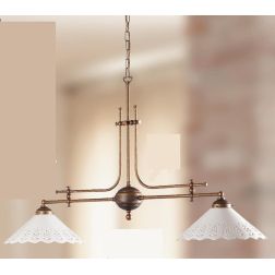 2043.2 BILANCIERE 2 LUCI RUSTICO CON DIFFUSORI IN TERRACOTTA BIANCA LUCIDA TRAFORATA MADE IN ITALY CRISTALENSI CERAMICA - Crista