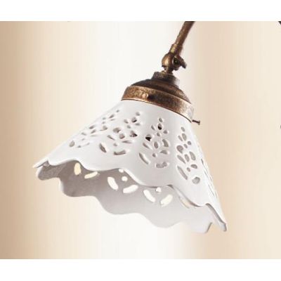 2043.L LAMPADA DA TAVOLO SALISCENDI RUSTICA CON DIFFUSORE IN TERRACOTTA BIANCA LUCIDA TRAFORATA MADE IN ITALY CRISTALENSI CERAMI