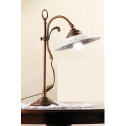 2039.L LAMPADA DA TAVOLO SALISCENDI RUSTICA CON DIFFUSORE IN TERRACOTTA BIANCA LUCIDA DECORATA MADE IN ITALY CRISTALENSI CERAMIC