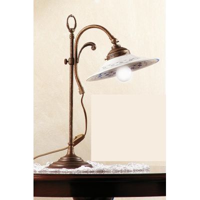 2039.L LAMPADA DA TAVOLO SALISCENDI RUSTICA CON DIFFUSORE IN TERRACOTTA BIANCA LUCIDA DECORATA MADE IN ITALY CRISTALENSI CERAMIC