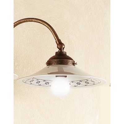 2039.1 LAMPADARIO 2 LUCI RUSTICO CON DIFFUSORI IN TERRACOTTA BIANCA LUCIDA DECORATA MADE IN ITALY CRISTALENSI CERAMICA - Cristal