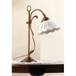 2040.L LAMPADA DA TAVOLO RUSTICA CON DIFFUSORE IN TERRACOTTA BIANCA LUCIDA TRAFORATA MADE IN ITALY CRISTALENSI CERAMICA - Crista 2
