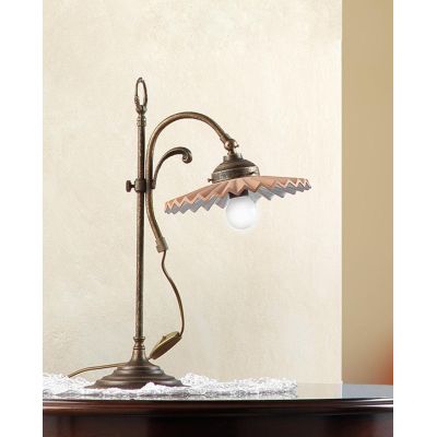 2041.L LAMPADA DA TAVOLO RUSTICA CON DIFFUSORE IN TERRACOTTA CON INTERNO SMALTATO DI BIANCO MADE IN ITALY CRISTALENSI CERAMICA -