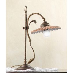 2041.L LAMPADA DA TAVOLO RUSTICA CON DIFFUSORE IN TERRACOTTA CON INTERNO SMALTATO DI BIANCO MADE IN ITALY CRISTALENSI CERAMICA -