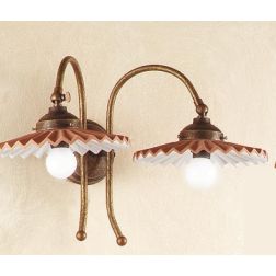 2041.A APPLIQUE 2 LUCI RUSTICA CON DIFFUSORI IN TERRACOTTA CON INTERNO SMALTATO DI BIANCO MADE IN ITALY CRISTALENSI CERAMICA - C