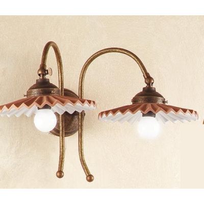 2041.A APPLIQUE 2 LUCI RUSTICA CON DIFFUSORI IN TERRACOTTA CON INTERNO SMALTATO DI BIANCO MADE IN ITALY CRISTALENSI CERAMICA - C