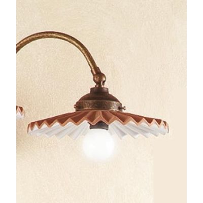 2041.1 LAMPADARIO 2 LUCI RUSTICO CON DIFFUSORI IN TERRACOTTA CON INTERNO SMALTATO DI BIANCO MADE IN ITALY CRISTALENSI CERAMICA -