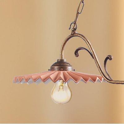 2041.2 LAMPADARIO RUSTICO 2 LUCI CON DIFFUSORI IN TERRACOTTA CON INTERNO SMALTATO DI BIANCO MADE IN ITALY CRISTALENSI CERAMICA -
