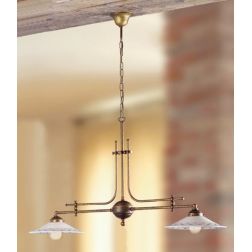 2044.2 BILANCIERE RUSTICO 2 LUCI CON DIFFUSORI IN TERRACOTTA BIANCA LUCIDA DECORATA MADE IN ITALY CRISTALENSI CERAMICA - Cristal 2