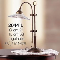 2044.L LAMPADA DA TAVOLO SALISCENDI RUSTICA CON DIFFUSORE IN TERRACOTTA BIANCA LUCIDA DECORATA MADE IN ITALY CRISTALENSI CERAMIC