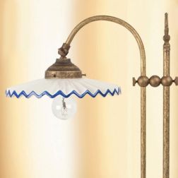 2045.L LAMPADA DA TAVOLO SALISCENDI RUSTICA CON DIFFUSORE PLISSE IN TERRACOTTA BIANCA LUCIDA MADE IN ITALY CRISTALENSI CERAMICA 2