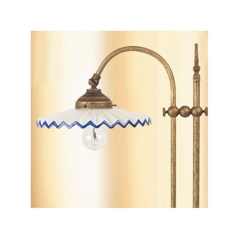 2045.L LAMPADA DA TAVOLO SALISCENDI RUSTICA CON DIFFUSORE PLISSE IN TERRACOTTA BIANCA LUCIDA MADE IN ITALY CRISTALENSI CERAMICA