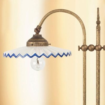 2045.L LAMPADA DA TAVOLO SALISCENDI RUSTICA CON DIFFUSORE PLISSE IN TERRACOTTA BIANCA LUCIDA MADE IN ITALY CRISTALENSI CERAMICA