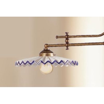 2045.2 BILANCIERE 2 LUCI RUSTICO CON DIFFUSORI PLISSE IN TERRACOTTA BIANCA LUCIDA DECORATA MADE IN ITALY CRISTALENSI CERAMICA -