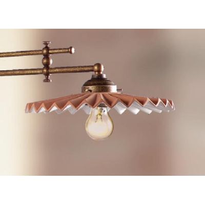 2046.2 BILANCIERE 2 LUCI RUSTICO CON DIFFUSORI PLISSE IN TERRACOTTA CON INTERNO SMALTATO DI BIANCO MADE IN ITALY CRISTALENSI CER