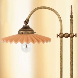 2046.L LAMPADA DA TAVOLO SALISCENDI CON DIFFUSORE PLISSE IN TERRACOTTA CON INTERNO SMALTATO DI BIANCO MADE IN ITALY CRISTALENSI 2