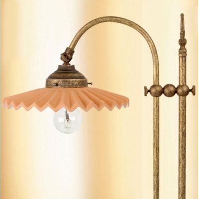 2046.L LAMPADA DA TAVOLO SALISCENDI CON DIFFUSORE PLISSE IN TERRACOTTA CON INTERNO SMALTATO DI BIANCO MADE IN ITALY CRISTALENSI