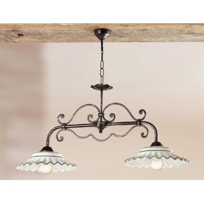 2198.1 BILANCIERE IN METALLO NERO ANTICATO CON DIFFUSORI IN TERRACOTTA BIANCA DECORATA MADE IN ITALY CRISTALENSI CERAMICA - Cris