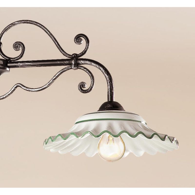 2198.1 BILANCIERE IN METALLO NERO ANTICATO CON DIFFUSORI IN TERRACOTTA BIANCA DECORATA MADE IN ITALY CRISTALENSI CERAMICA - Cris