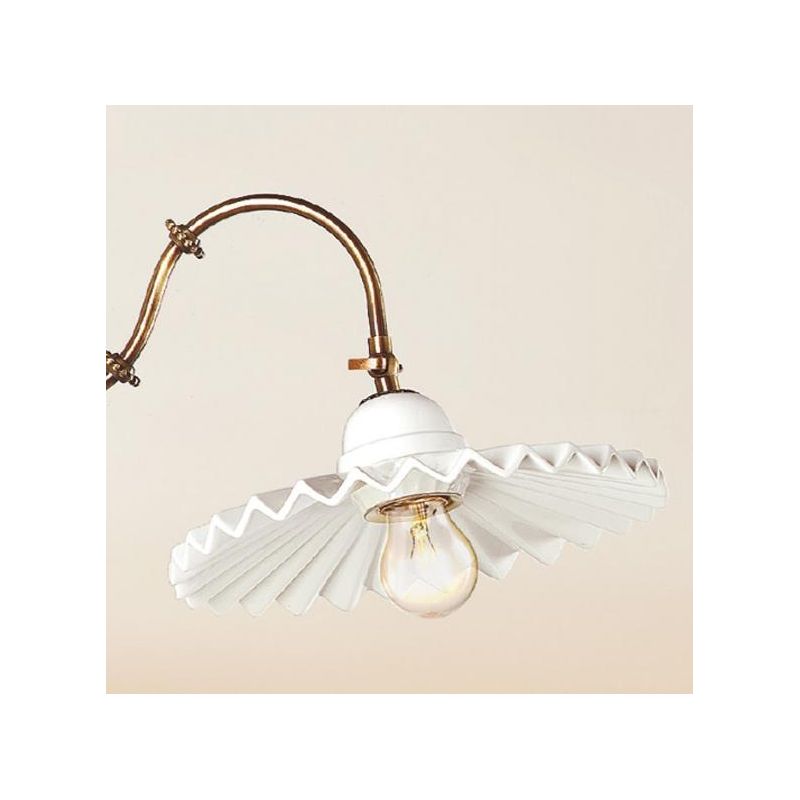 2202.2 LAMPADA DA PARETE IN TERRACOTTA BIANCA CON PIATTO PLISSE DOTATO DI SNODO MADE IN ITALY CRISTALENSI CERAMICA - Cristalensi