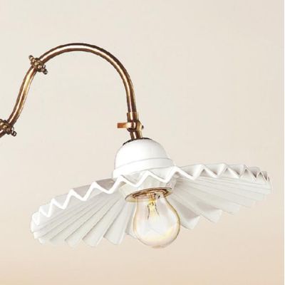 2202.2 LAMPADA DA PARETE IN TERRACOTTA BIANCA CON PIATTO PLISSE DOTATO DI SNODO MADE IN ITALY CRISTALENSI CERAMICA - Cristalensi