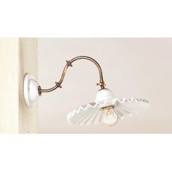 2202.2 LAMPADA DA PARETE IN TERRACOTTA BIANCA CON PIATTO PLISSE DOTATO DI SNODO MADE IN ITALY CRISTALENSI CERAMICA - Cristalensi