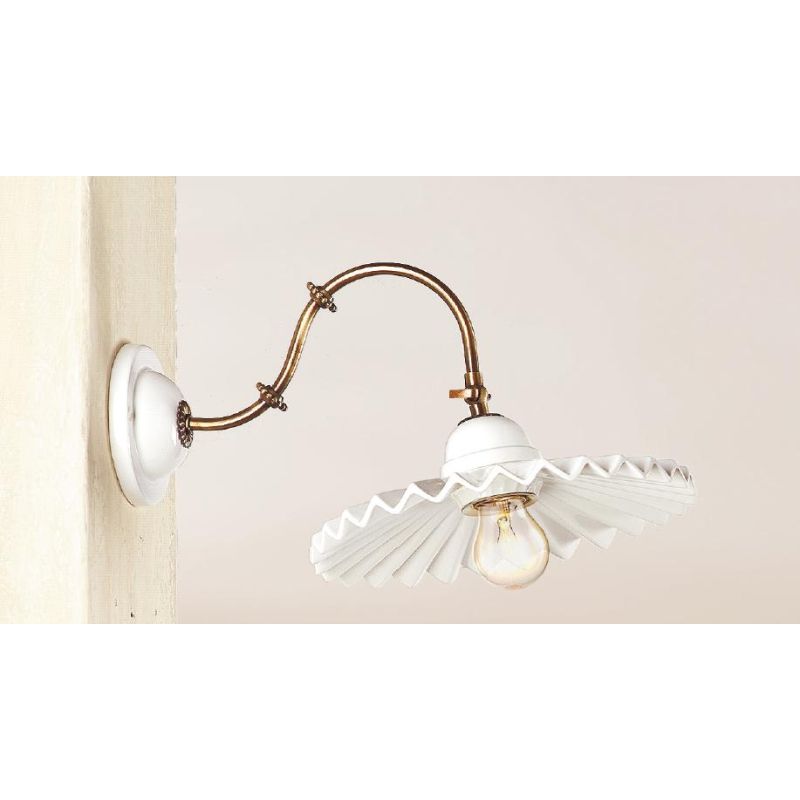 2202.2 LAMPADA DA PARETE IN TERRACOTTA BIANCA CON PIATTO PLISSE DOTATO DI SNODO MADE IN ITALY CRISTALENSI CERAMICA - Cristalensi