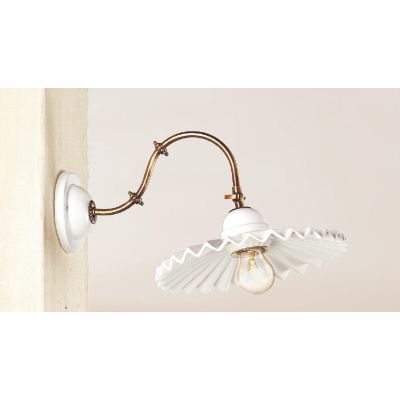 2202.2 LAMPADA DA PARETE IN TERRACOTTA BIANCA CON PIATTO PLISSE DOTATO DI SNODO MADE IN ITALY CRISTALENSI CERAMICA - Cristalensi